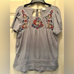 Cupio Embroidered Boho Top Size Medium